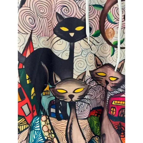 Halloween Pattern Cat Funky Geometric Hoodie Size XXL - Picture 3 of 7